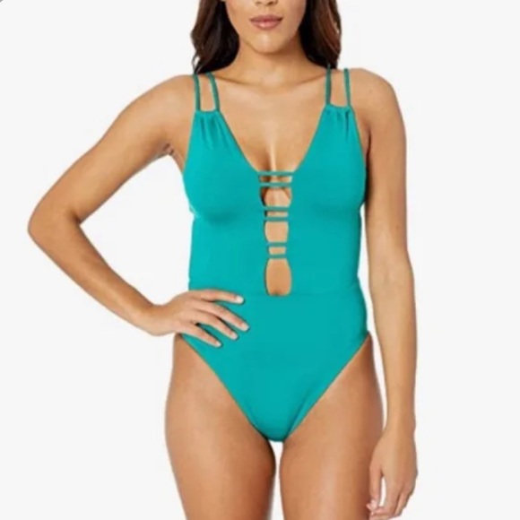 New Soluna Under The Sea Plunge High Cut Leg One Piece Swimsuit Size Medium - Picture 3 of 8